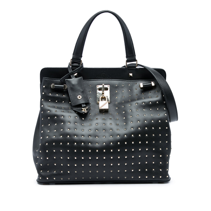 Valentino Sac à main Rockstud Joylock Moyen Cuir de veau Noir – vue principale – GABY PARIS