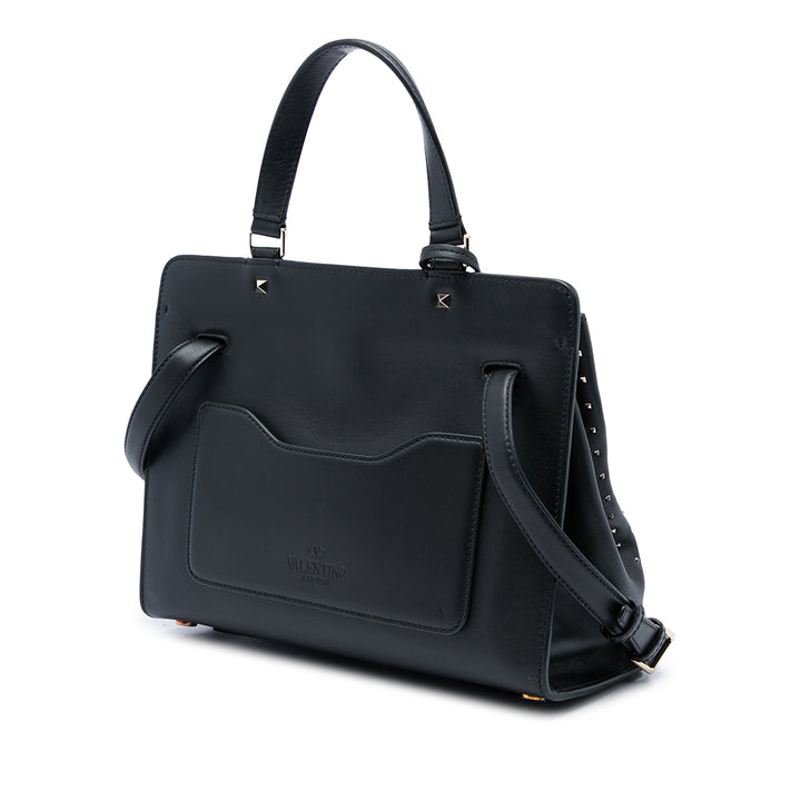 Valentino Sac à main Rockstud Joylock Moyen Cuir de veau Noir – vue 2 – GABY PARIS