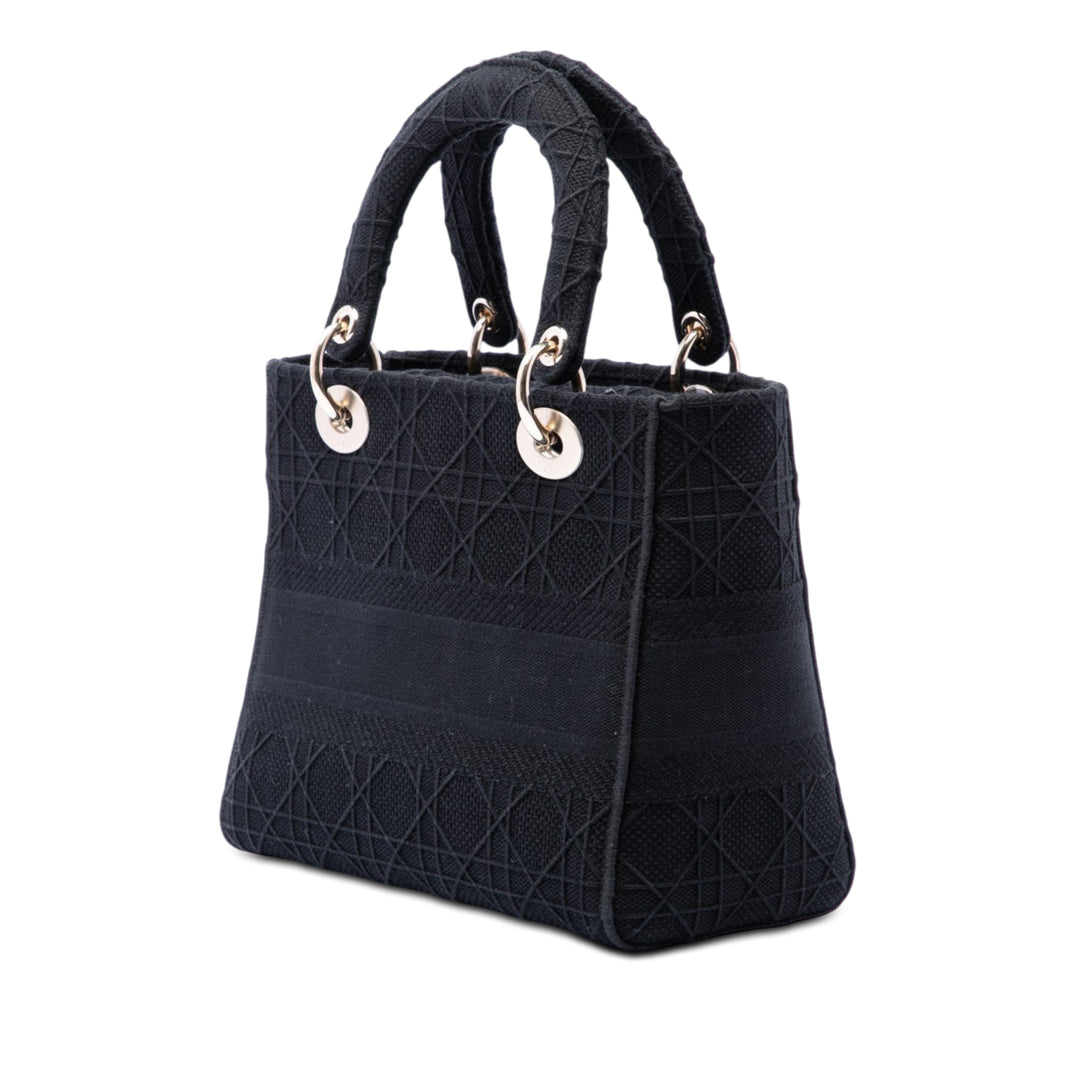 Dior Medium brodé Toile Cannage Lady D Lite