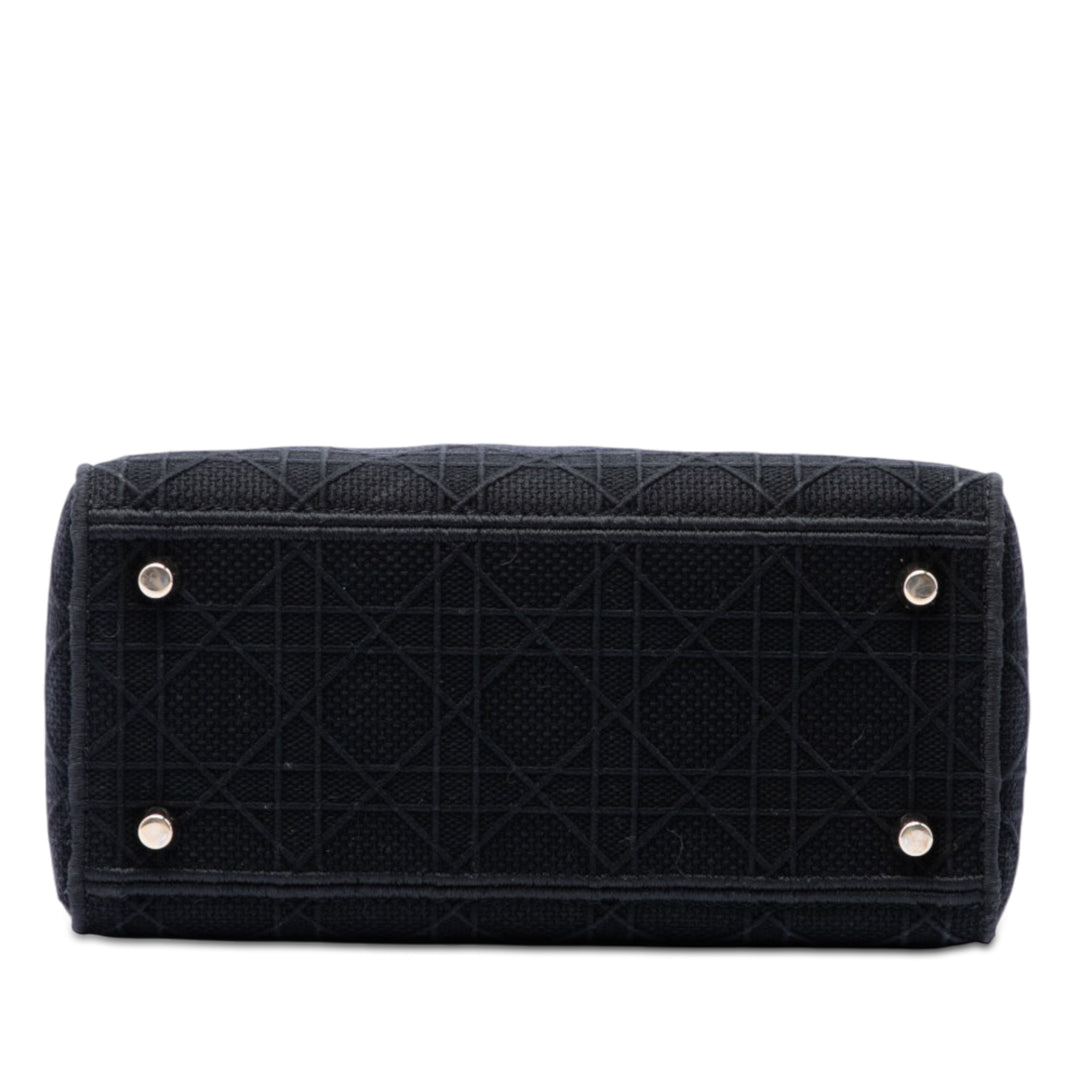 Dior Medium brodé Toile Cannage Lady D Lite