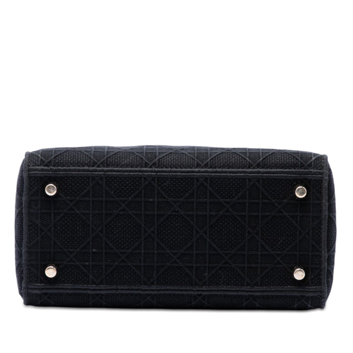 Dior Medium brodé Toile Cannage Lady D Lite
