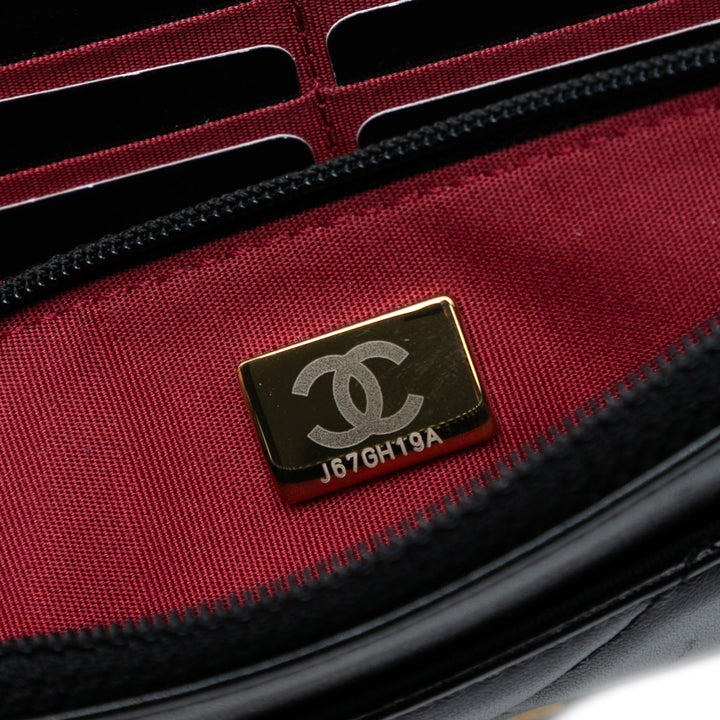 Chanel CC Matelassé Cuir d’agneau Diamond Lock Wallet on Chain