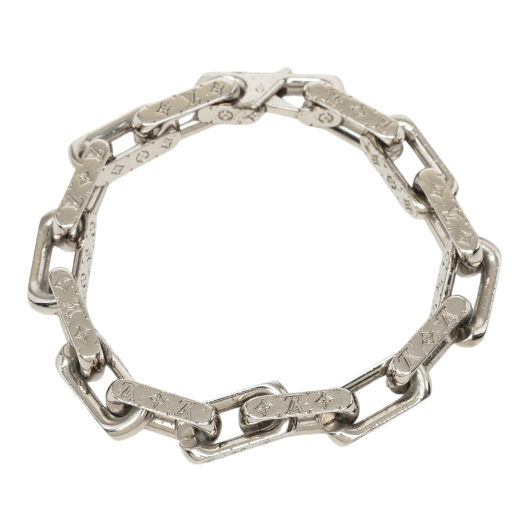 Louis Vuitton Bracelet Stainless Steel Chaîne L Monogram Argenté – vue principale – GABY PARIS