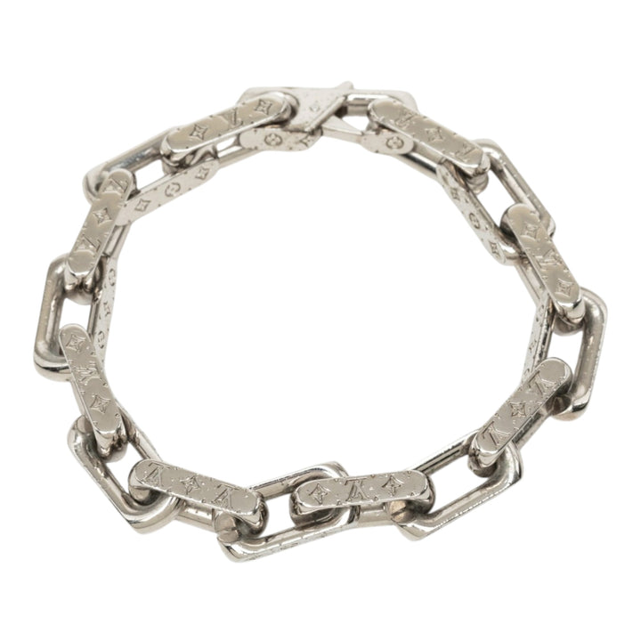 Louis Vuitton Bracelet Stainless Steel Chaîne L Monogram Argenté – vue principale – GABY PARIS