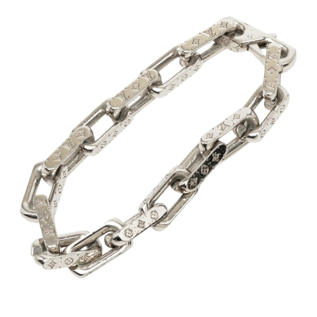 Louis Vuitton Bracelet Stainless Steel Chaîne L Monogram Argenté – vue 4 – GABY PARIS