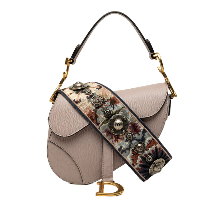Dior Sac à main grainé Saddle Mini Cuir de veau grainé Violet – vue principale – GABY PARIS