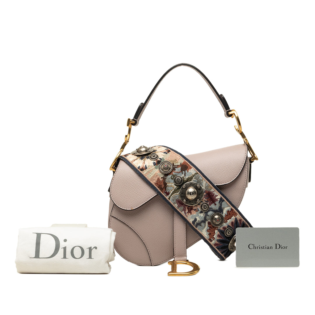 Dior Sac à main grainé Saddle Mini Cuir de veau grainé Violet – vue 7 – GABY PARIS