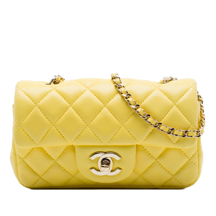Chanel Extra Mini Rectangular Classic Cuir d’agneau Simple rabat