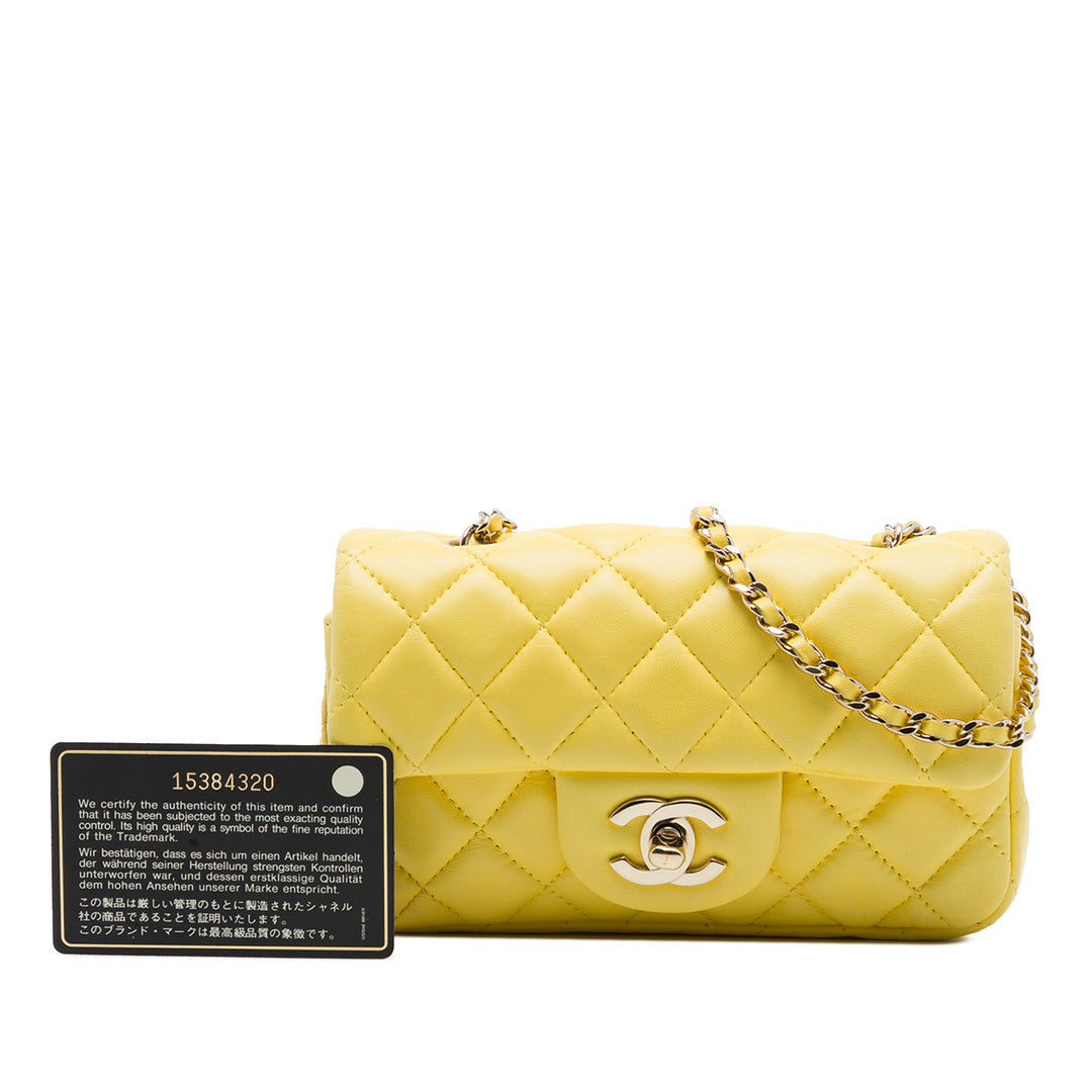 Chanel Extra Mini Rectangular Classic Cuir d’agneau Simple rabat