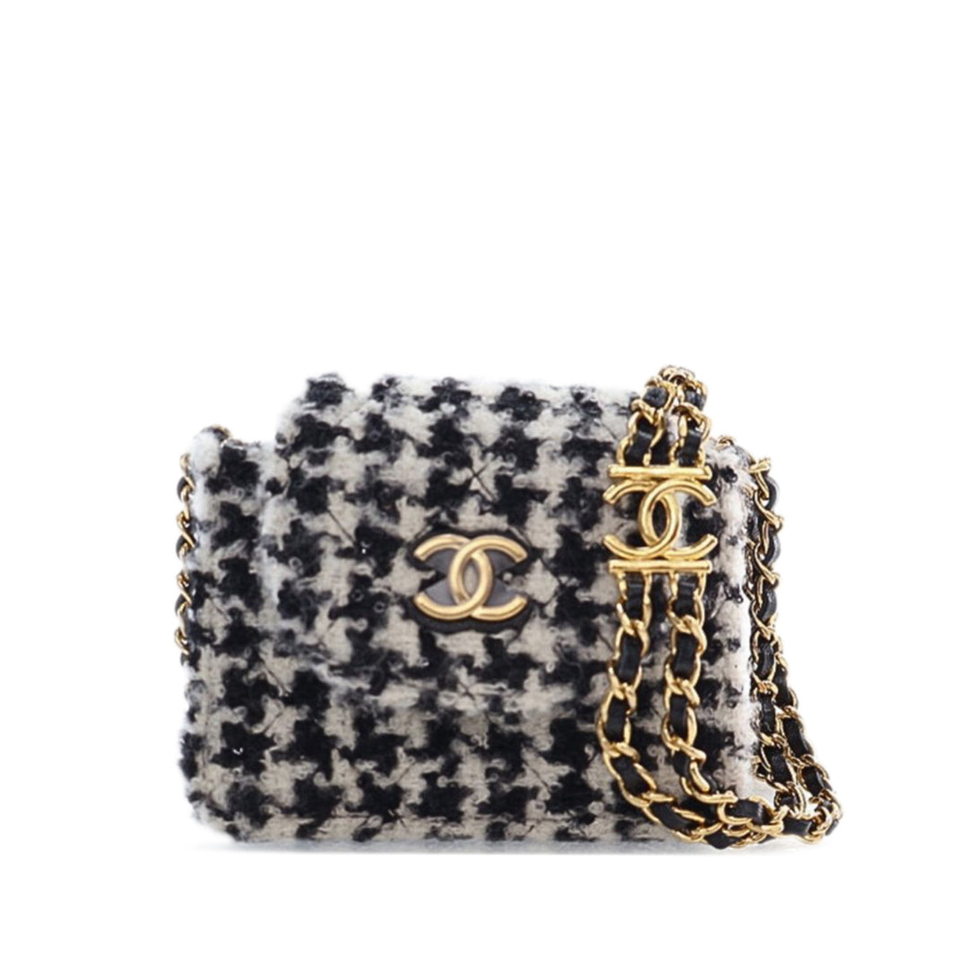 Chanel Mini CC Tweed Houndstooth Accordion Flap Black - GABY PARIS