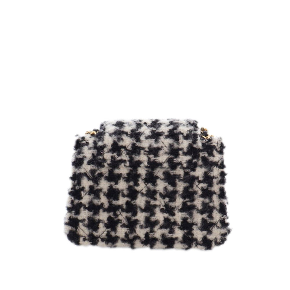 Mini CC Tweed Houndstooth Accordion Flap Black - Gaby Paris