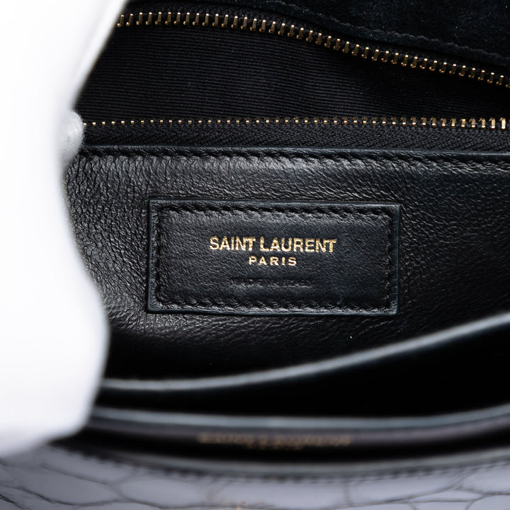 Saint Laurent brillant Croc embossé Cuir de veau Monogram Cassandra Chain Portefeuille