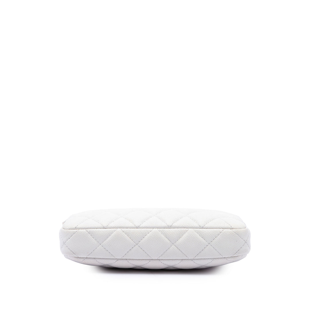 Chanel CC Matelassé Double Zippé Pochette avec chaîne Cuir caviar