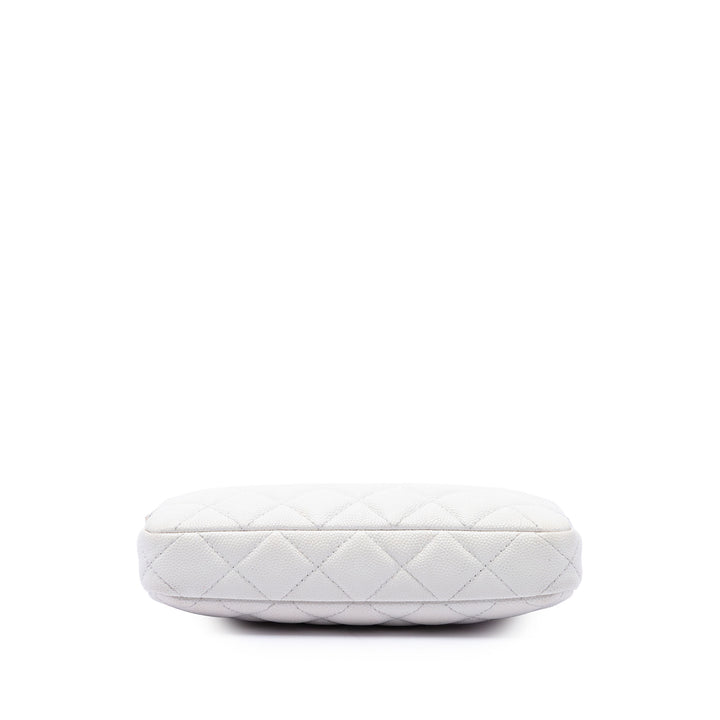 Chanel CC Matelassé Double Zippé Pochette avec chaîne Cuir caviar