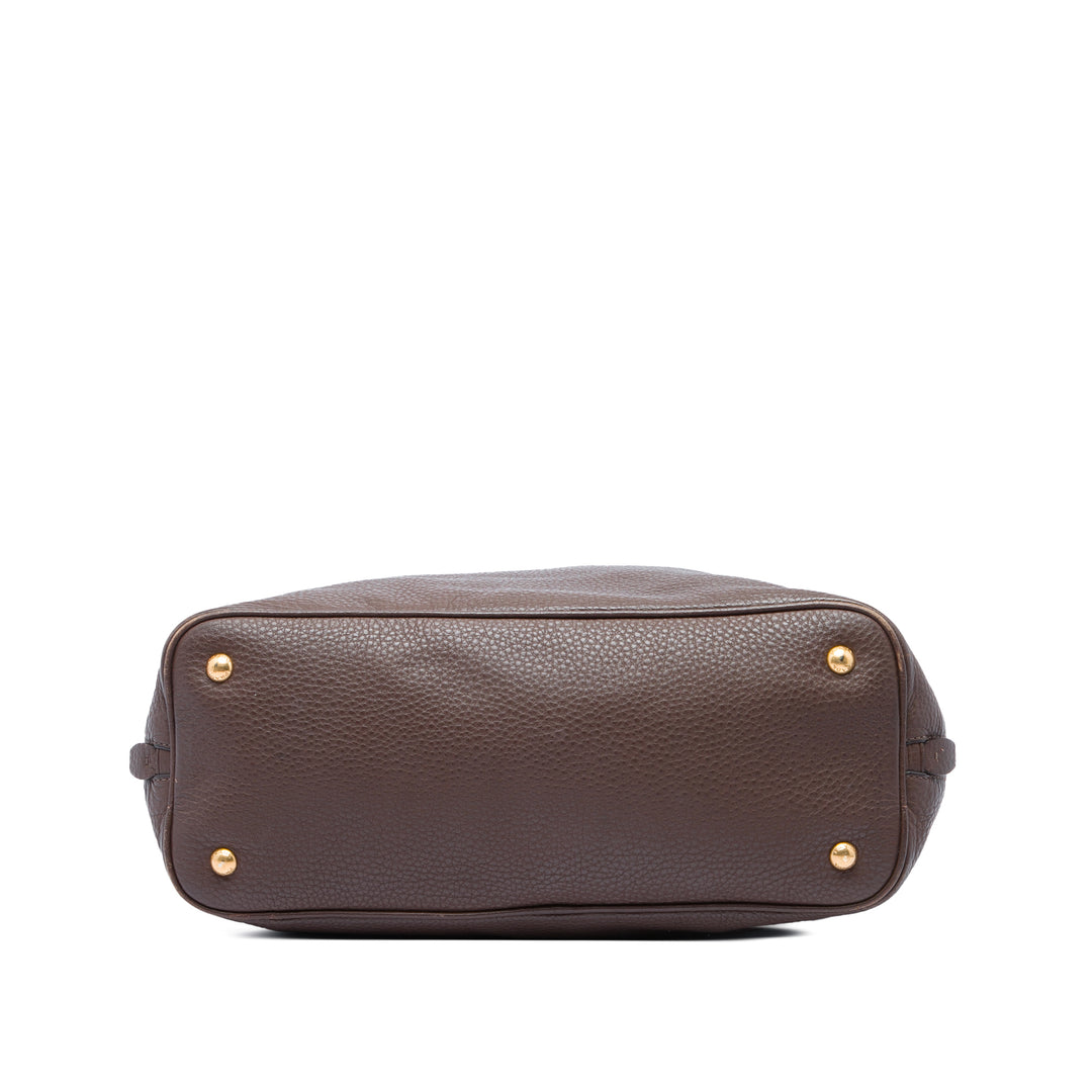Vitello Daino Side Zippé Open Cabas Marron