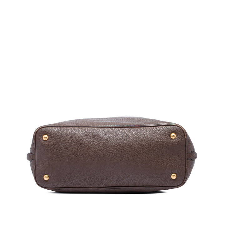 Vitello Daino Side Zippé Open Cabas Marron