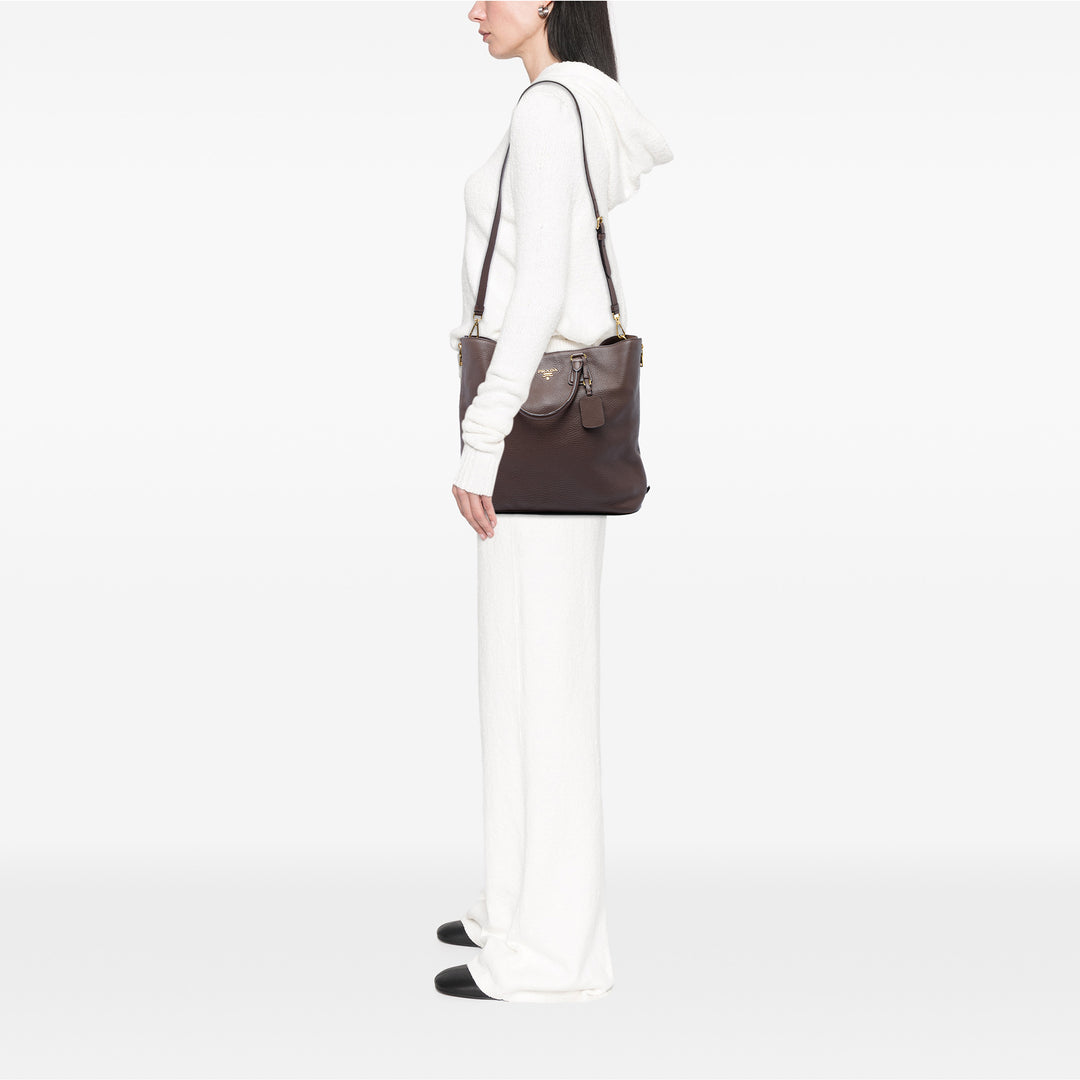 Vitello Daino Side Zippé Open Cabas Marron