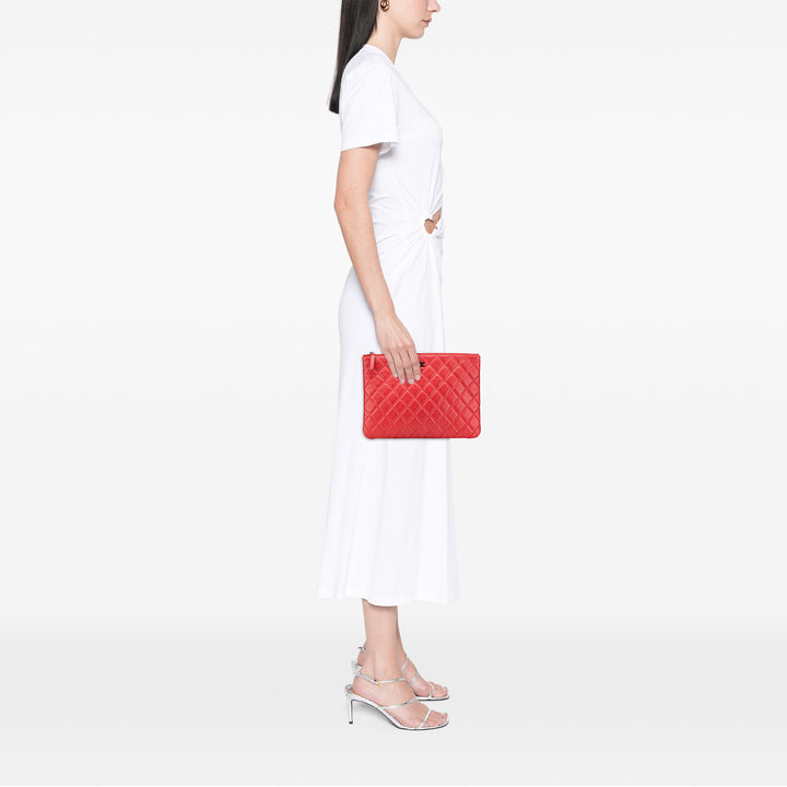 Medium Quilted Lambskin O Case Clutch Red - Gaby Paris