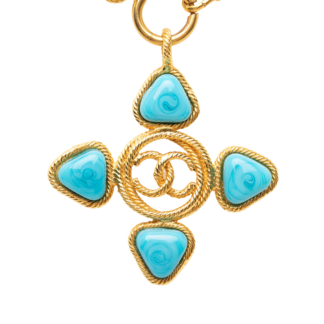 Chanel CC plaqué Cabochon Émail Pendant Collier