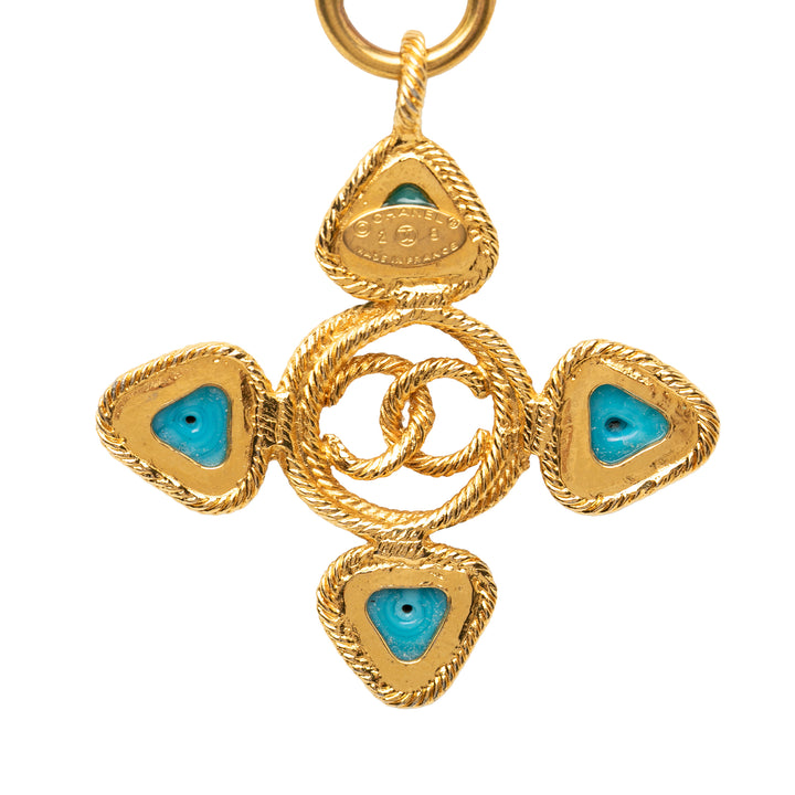 Chanel CC plaqué Cabochon Émail Pendant Collier