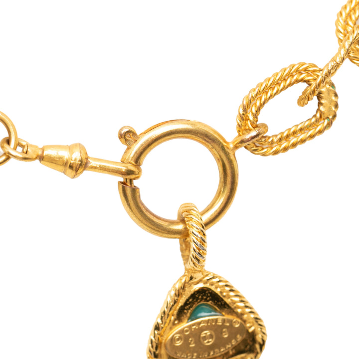 Chanel CC plaqué Cabochon Émail Pendant Collier