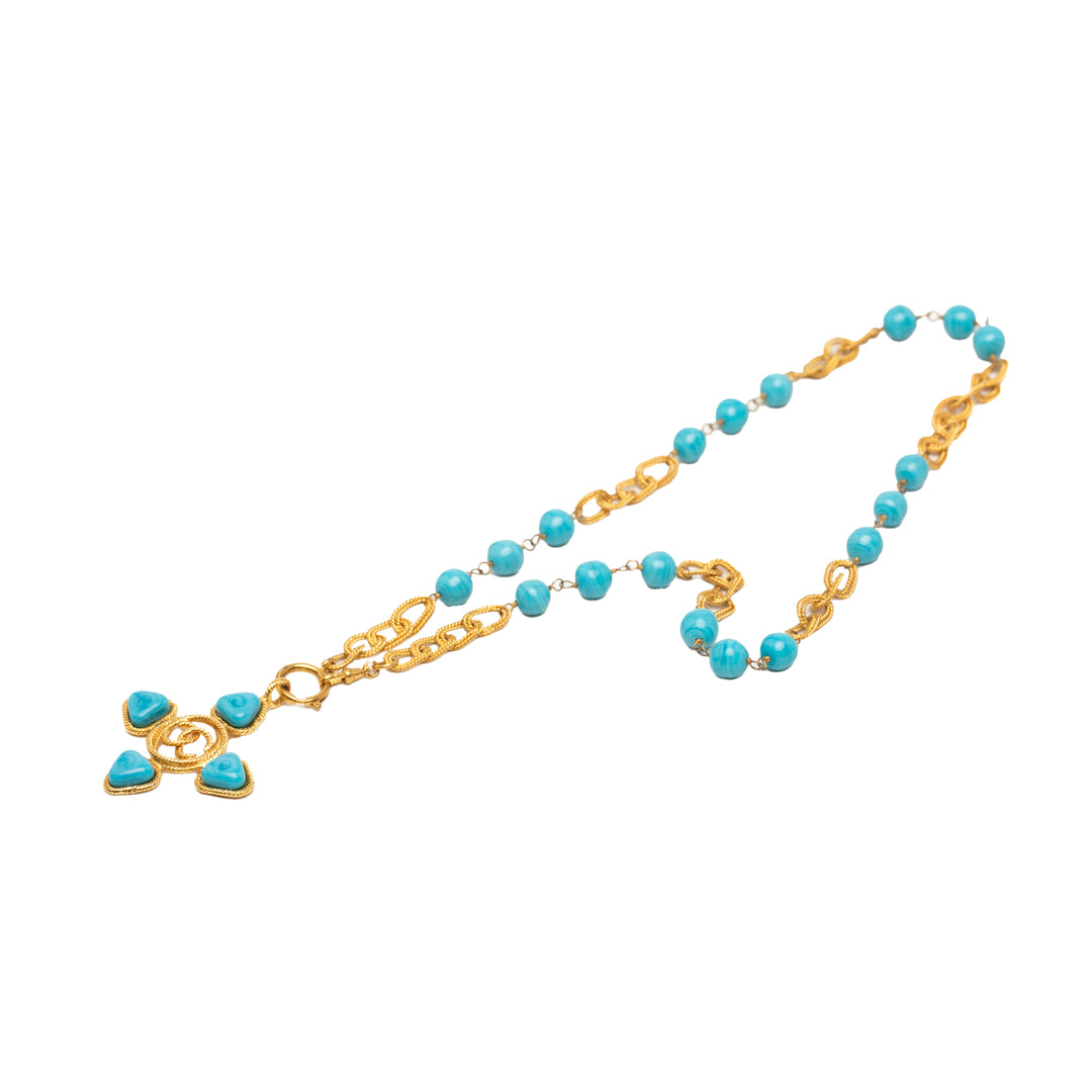Chanel CC plaqué Cabochon Émail Pendant Collier