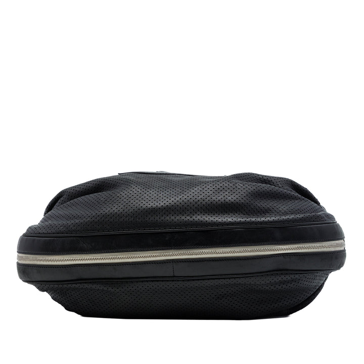 perforé Baseball Spirit Ligne Hobo Cuir d'agneau Noir