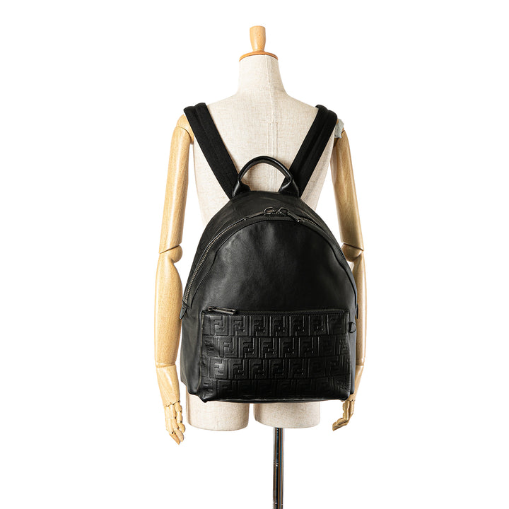 Fendi Vitello Grace Zucca embossé Cuir Sac à dos