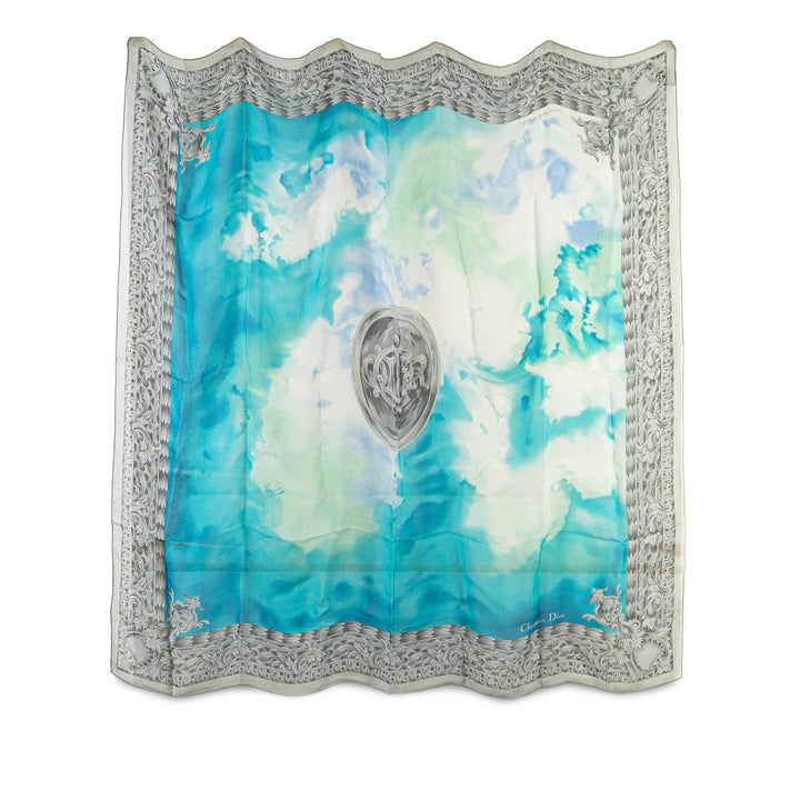 Dior Printed Silk Scarf Blue - GABY PARIS