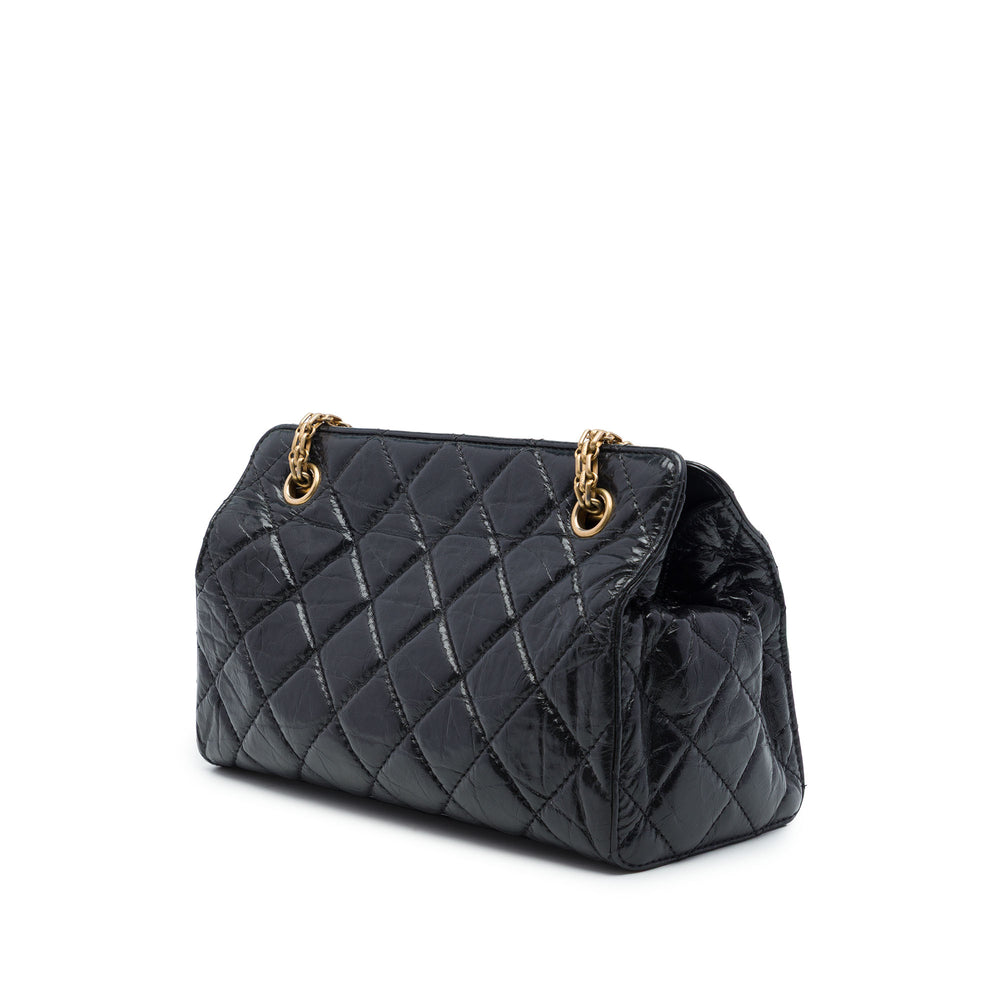 Chanel Matelassé Glacé Crackled Reissue 2.55 Cabas Cuir de veau Noir – vue 2 – GABY PARIS