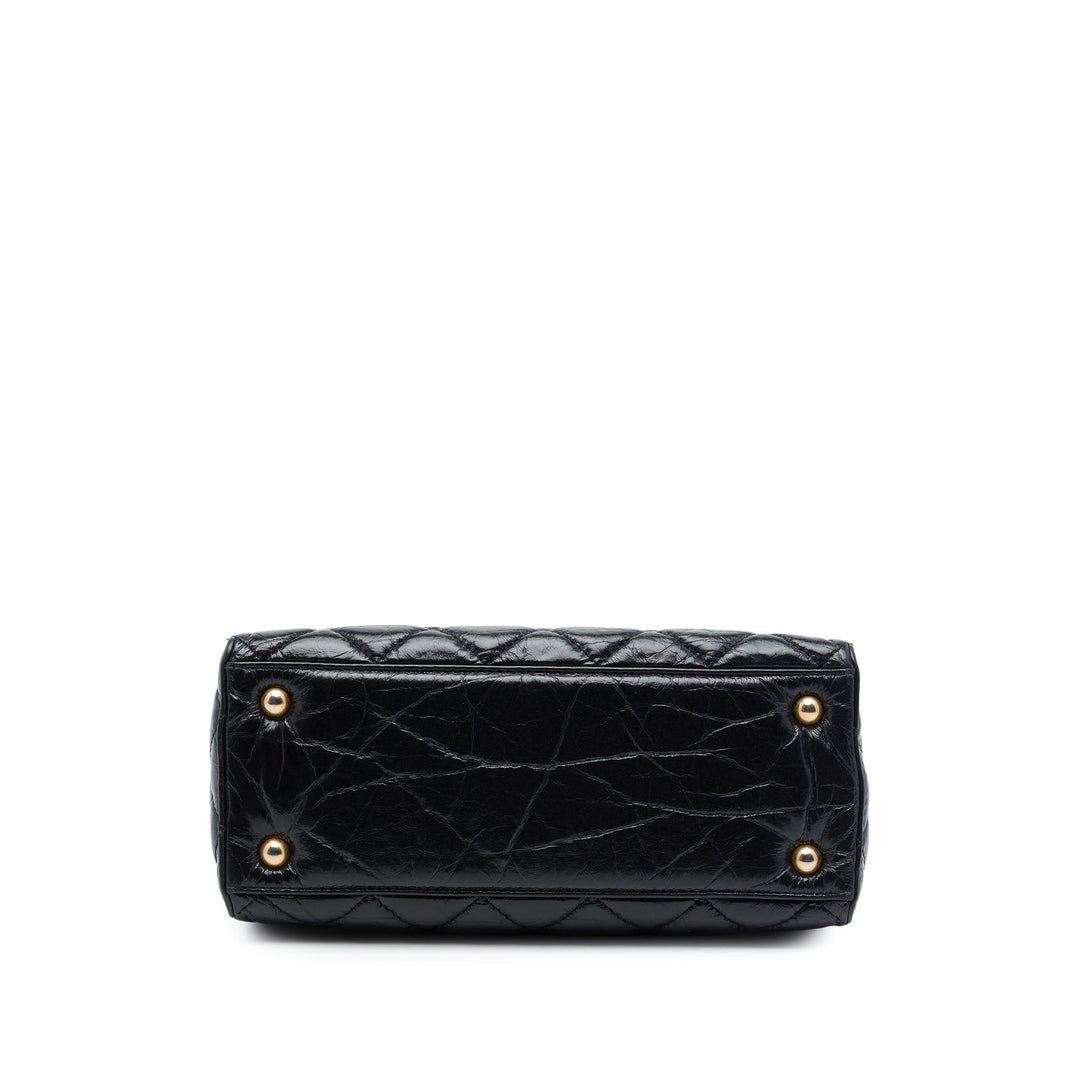 Chanel Matelassé Glacé Crackled Reissue 2.55 Cabas Cuir de veau Noir – vue 3 – GABY PARIS