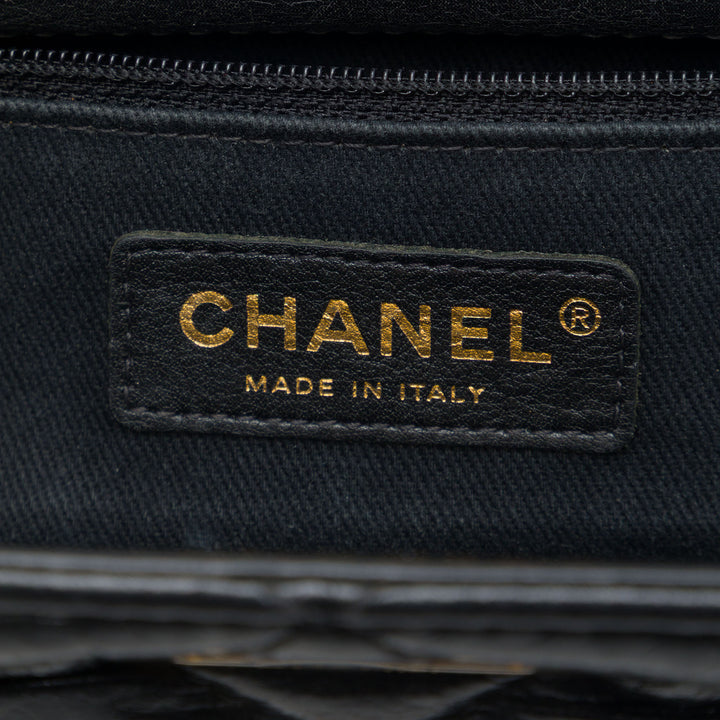 Chanel Matelassé Glacé Crackled Reissue 2.55 Cabas Cuir de veau Noir – vue 5 – GABY PARIS