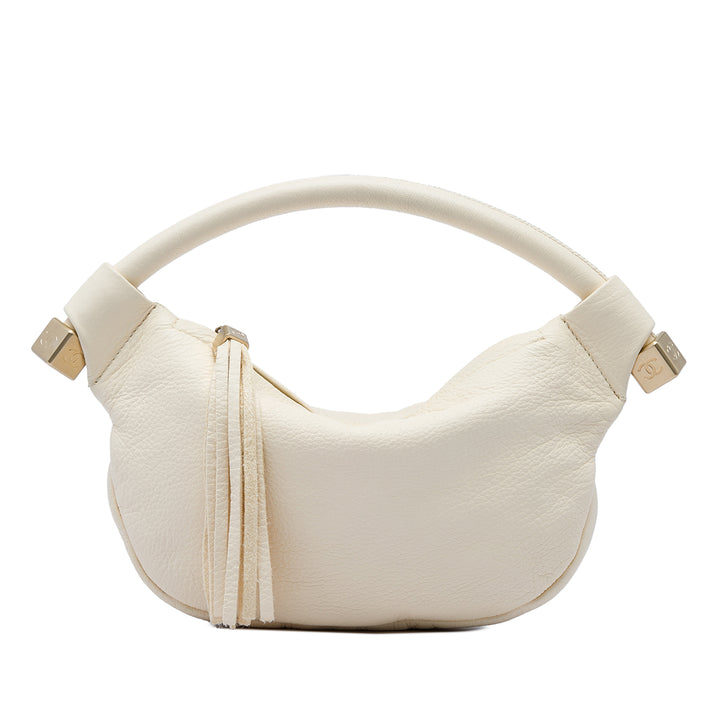 Chanel Pompon Dice Sac Cuir de veau Blanc