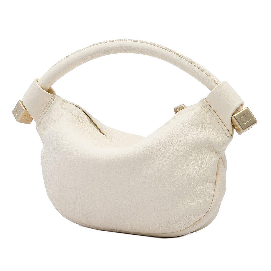 Chanel Pompon Dice Sac Cuir de veau Blanc