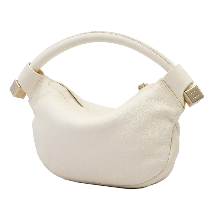 Chanel Pompon Dice Sac Cuir de veau Blanc