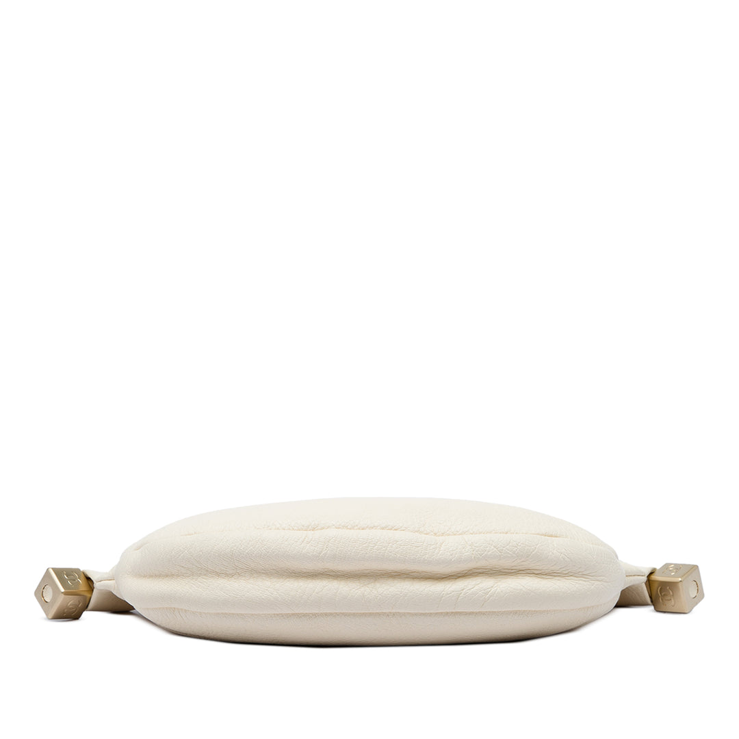 Chanel Pompon Dice Sac Cuir de veau Blanc
