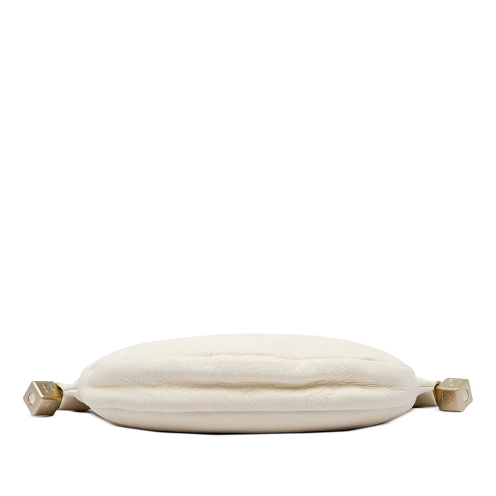Chanel Pompon Dice Sac Cuir de veau Blanc