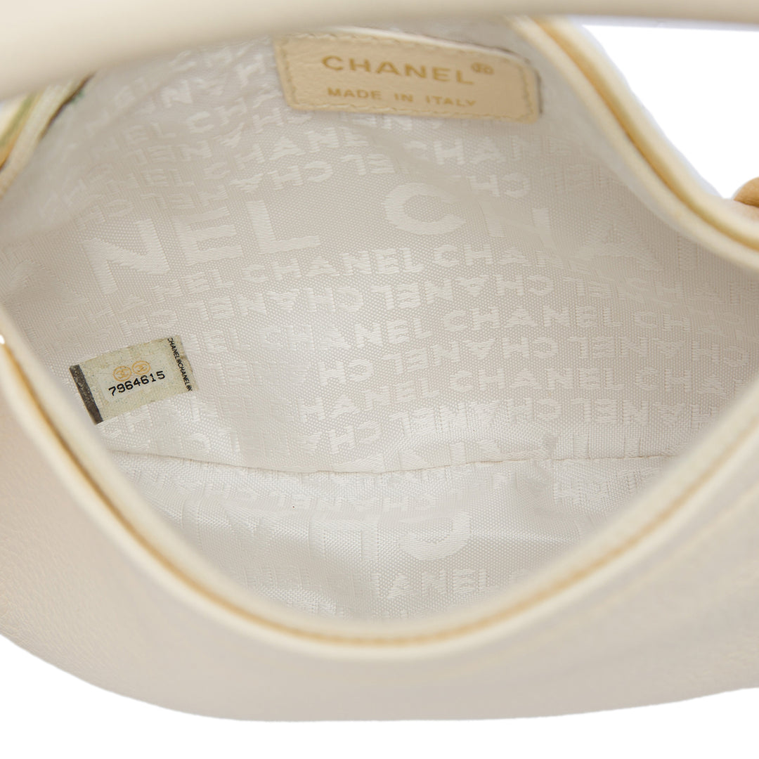 Chanel Pompon Dice Sac Cuir de veau Blanc