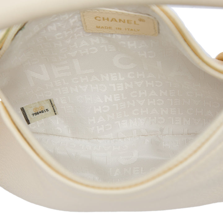 Chanel Pompon Dice Sac Cuir de veau Blanc