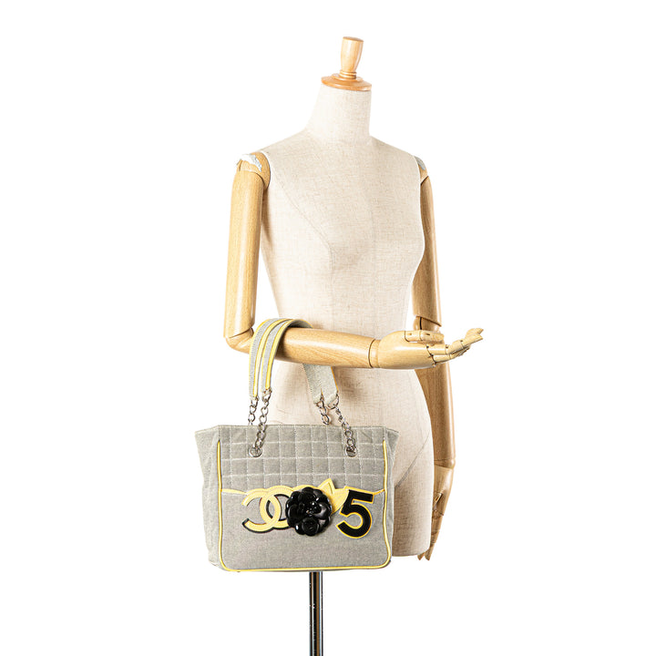 CC Camellia No. 5 Choco Bar Canvas Tote Gray - Gaby Paris