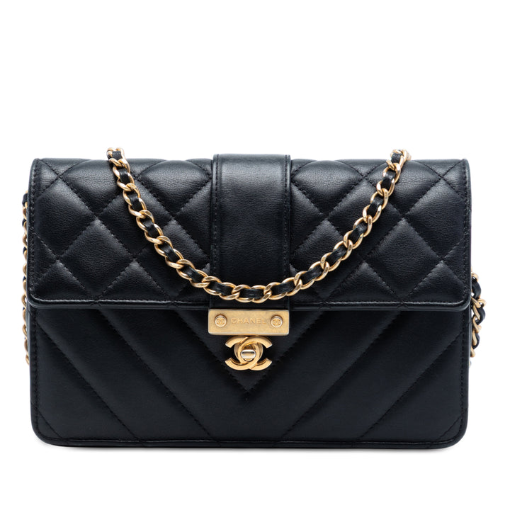 Chanel Mixed Quilt Cuir de veau Golden Class Wallet on Chain