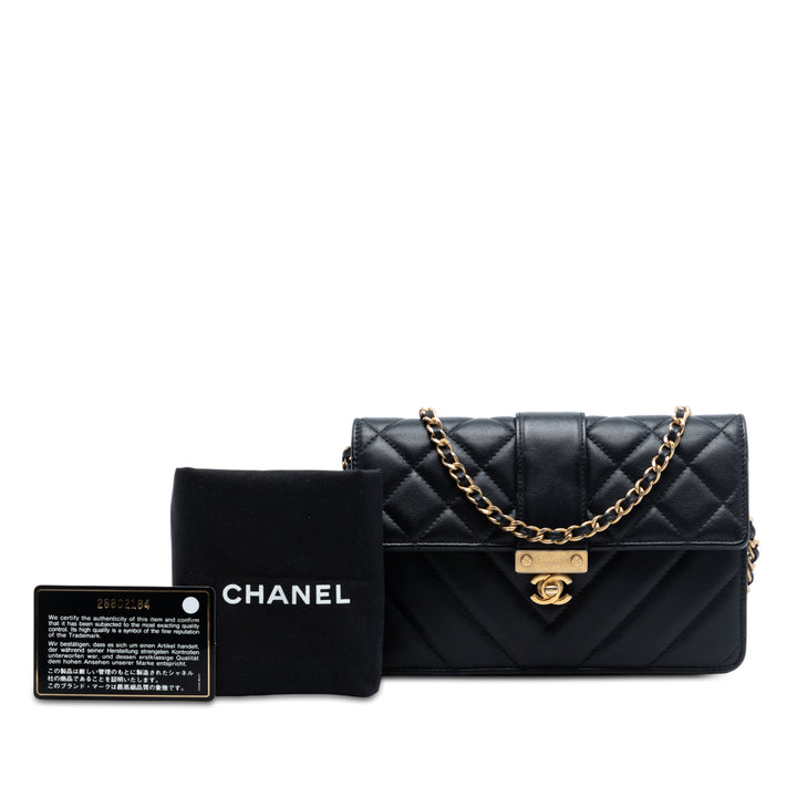 Chanel Mixed Quilt Cuir de veau Golden Class Wallet on Chain