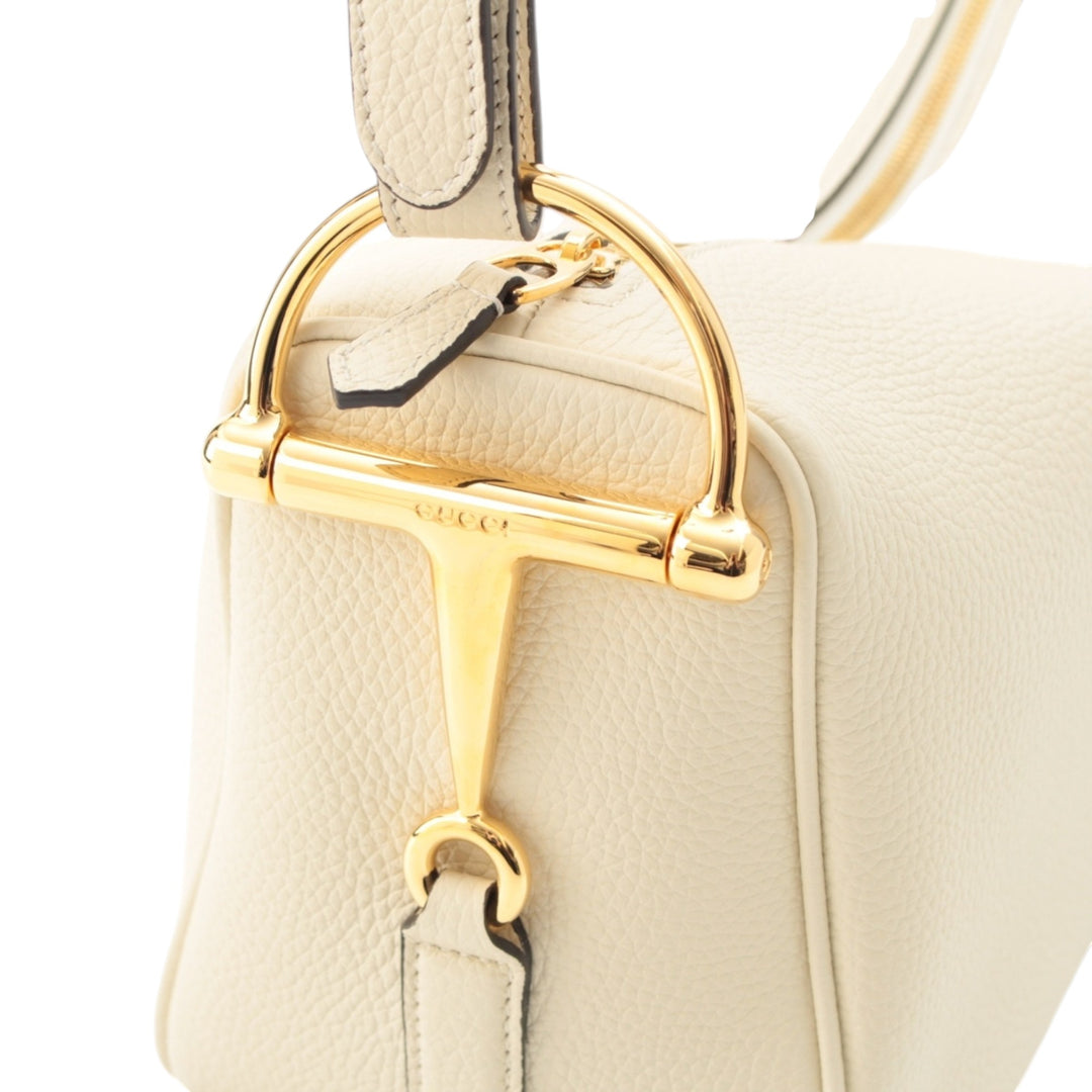 Half Horsebit Sac Moyen Cuir de veau Blanc