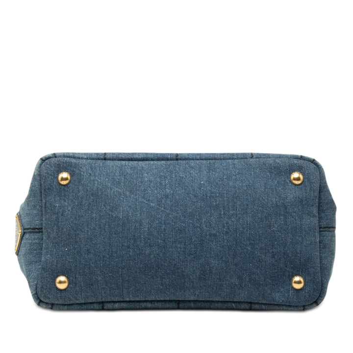 Prada Small Jean Canapa Logo Cabas