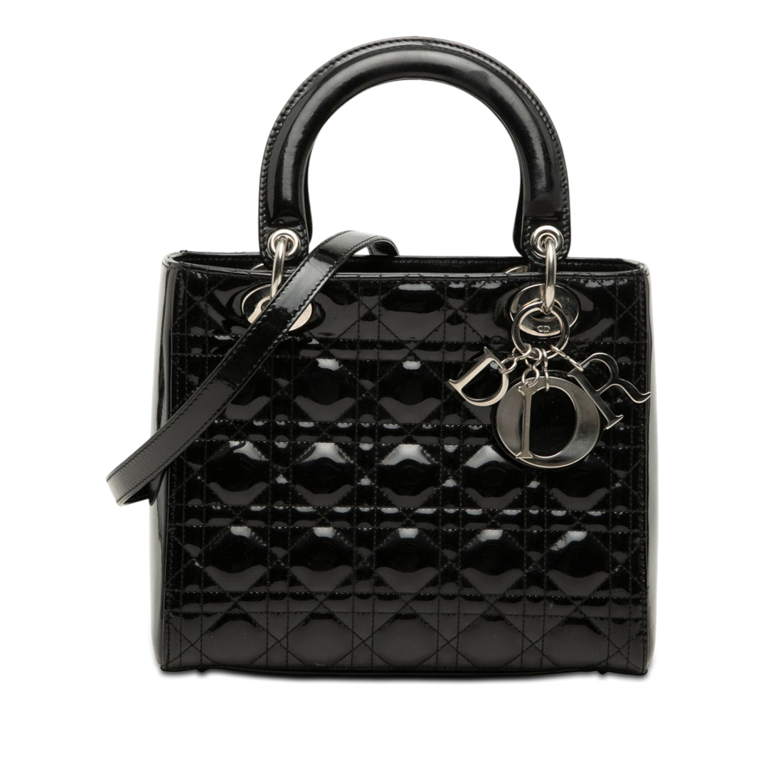 Dior Medium Cuir verni Cannage Lady Dior