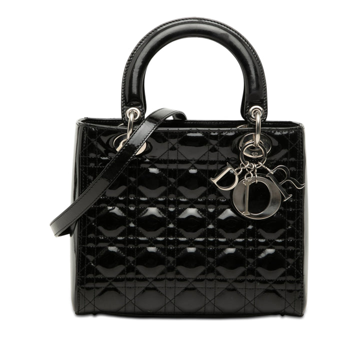Dior Medium Cuir verni Cannage Lady Dior