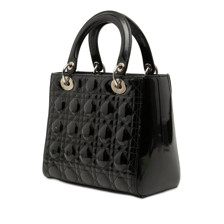 Dior Medium Cuir verni Cannage Lady Dior