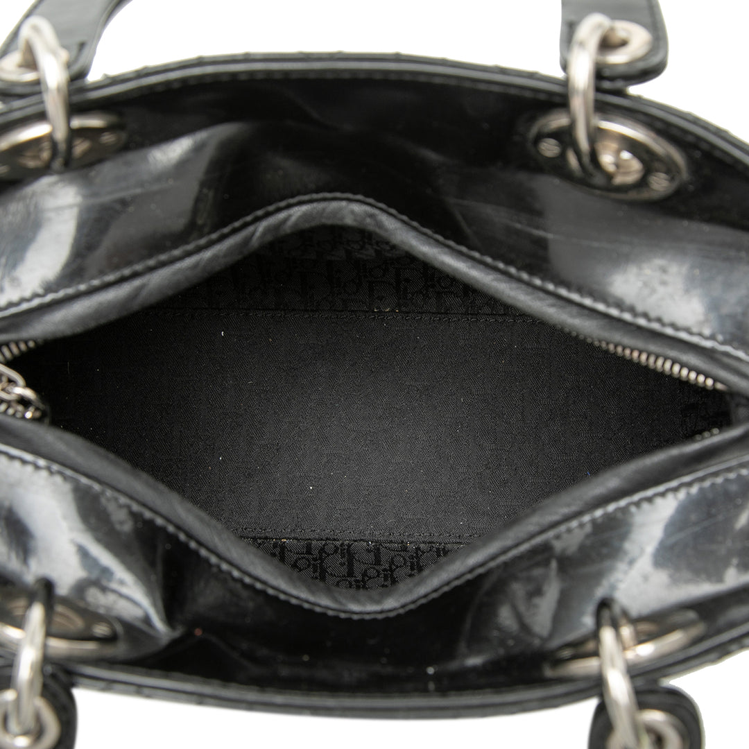 Dior Medium Cuir verni Cannage Lady Dior