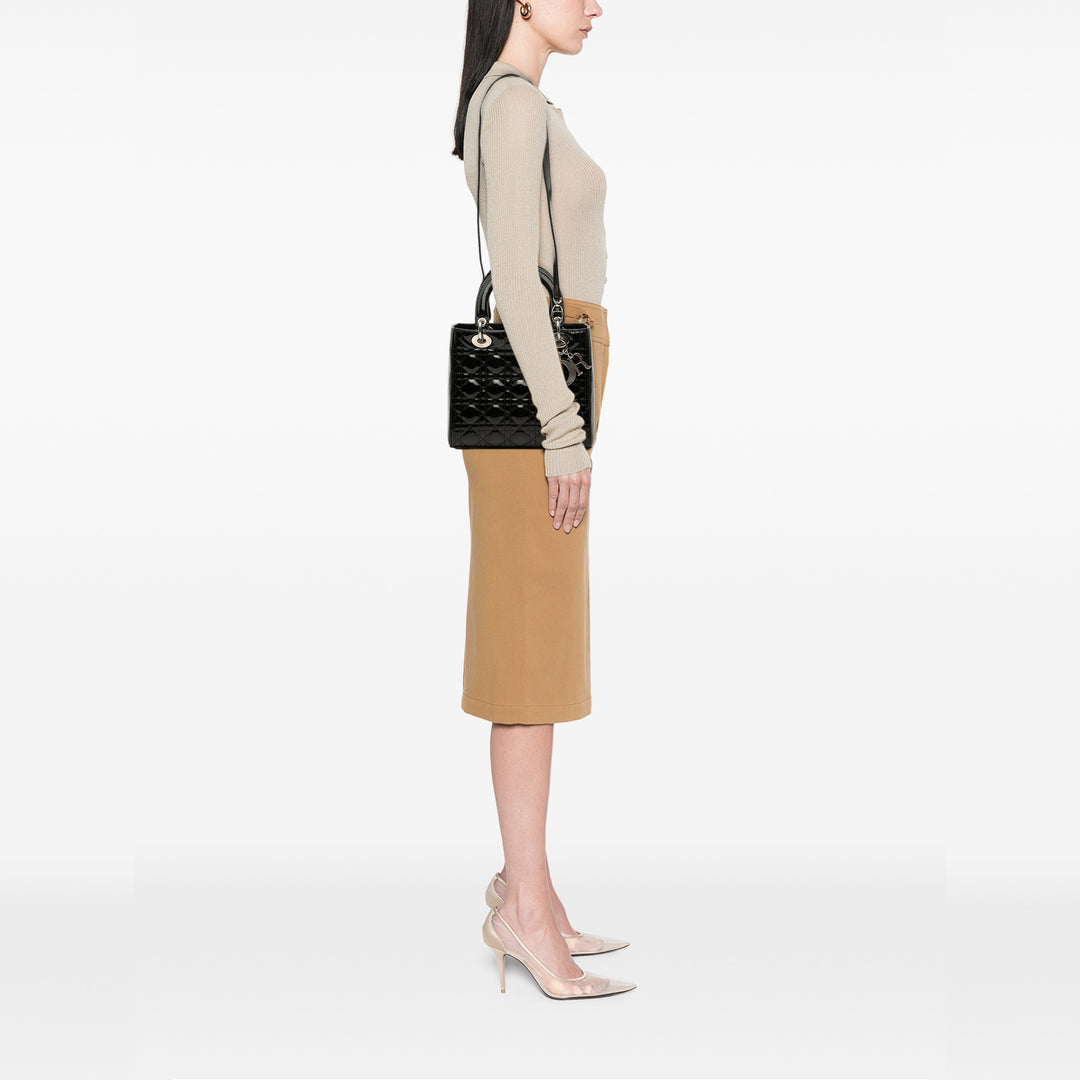 Dior Medium Cuir verni Cannage Lady Dior
