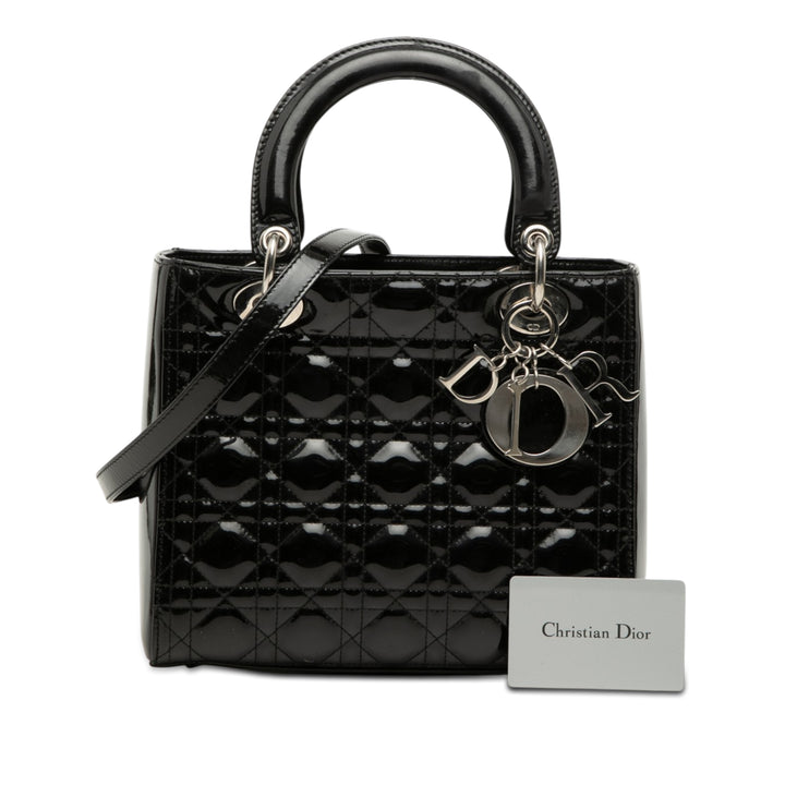 Dior Medium Cuir verni Cannage Lady Dior